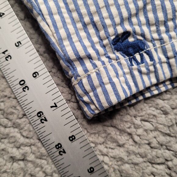 Abercrombie Kids Shorts 12 Blue White Stripes Seersucker Moose Print Chino - Picture 8 of 8